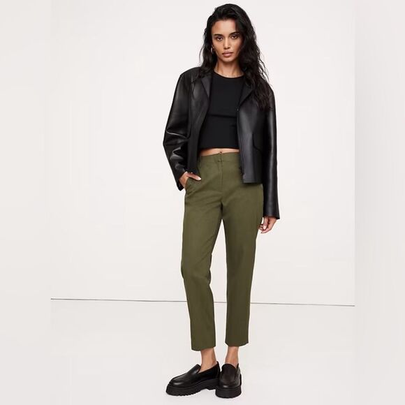 Banana Republic Size XL Olive Green High Rise Cropped All Day Slim Taper Pants - Picture 2 of 12